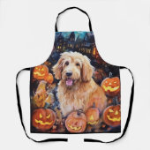 Tablier Halloween Goldendoodle avec la peur Citrouille (Recto)