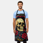 Tablier Halloween gothique des Roses rouges (Porté)