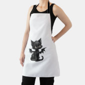 Tablier Halloween Grumpy Black Kitten In Bat Costume (Insitu)