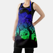 Tablier Halloween hantée bleue et verte (Insitu)