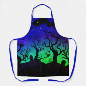 Tablier Halloween hantée bleue et verte (Recto)