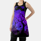 Tablier Halloween hantée violette et bleue (Insitu)