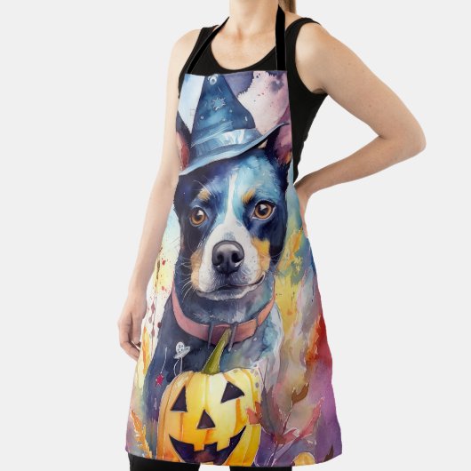 Tablier Halloween Hélicoptère Bleu Avec La Peur Citrouille (Insitu)