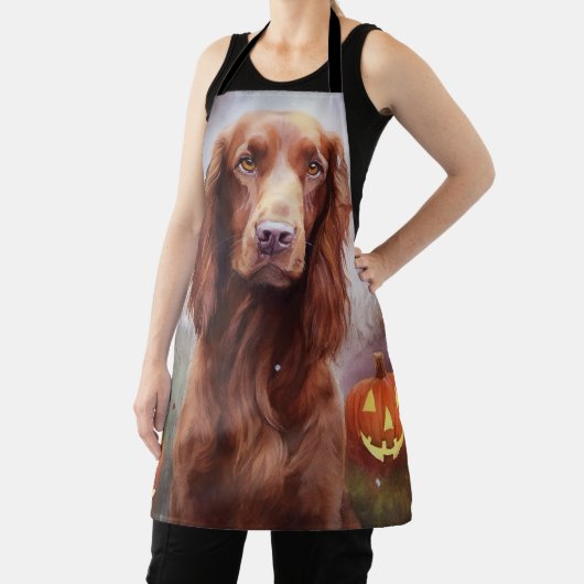 Tablier Halloween Irish Red Setter avec citrouilles effray (Insitu)