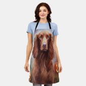 Tablier Halloween Irish Red Setter avec citrouilles effray (Porté)