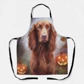 Tablier Halloween Irish Red Setter avec citrouilles effray (Recto)