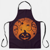 Tablier Halloween Jack-o'-lantern citrouille visage et ara (Recto)