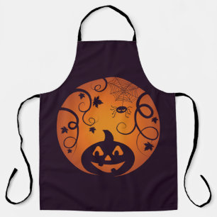 Tablier Halloween Jack-o'-lantern citrouille visage et ara