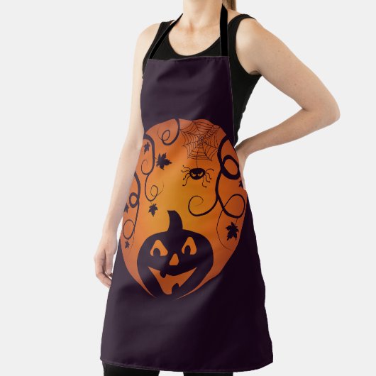 Tablier Halloween Jack-o'-lantern citrouille visage et ara (Insitu)