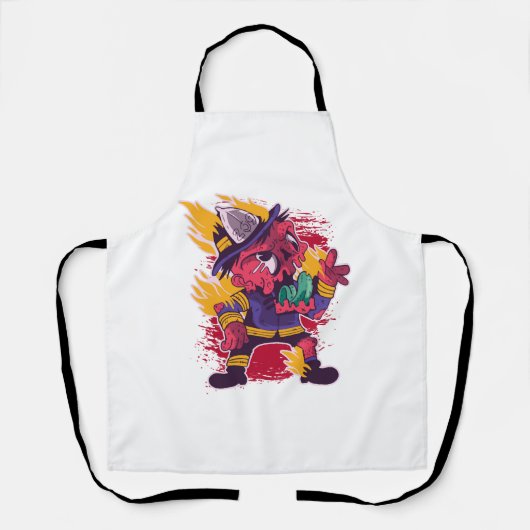 Tablier Halloween Joyeux Costume de pompier Halloween (Recto)