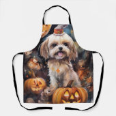 Tablier Halloween Lhassa Apso Avec Peur Citrouille (Recto)