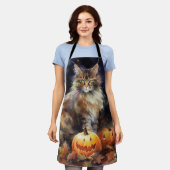 Tablier Halloween Maine Coon Chat Avec Crainte Citrouille (Porté)