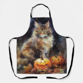 Tablier Halloween Maine Coon Chat Avec Crainte Citrouille (Recto)