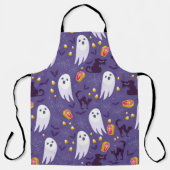 Tablier Halloween mignon moderne Fantôme noir Chat Motif (Recto)