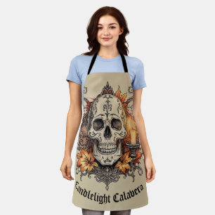 Tablier Halloween, Motif Crâne, Calavera à la Lumière des