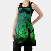 Tablier Halloween noir et vert néon hanté cimetière Hallow (Insitu)