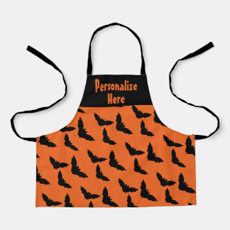 Tablier Halloween orange et chauve-souris noire personnali