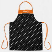 Tablier Halloween orange et noir avec Pois blancs (Recto)