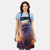 Tablier Halloween Poméranien Avec La Peur Citrouille (Porté)