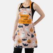Tablier Halloween rose vif avec Fantômes, Citrouilles, cha (Insitu)