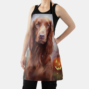 Tablier Halloween Rouge irlandais Setter avec la peur Citr