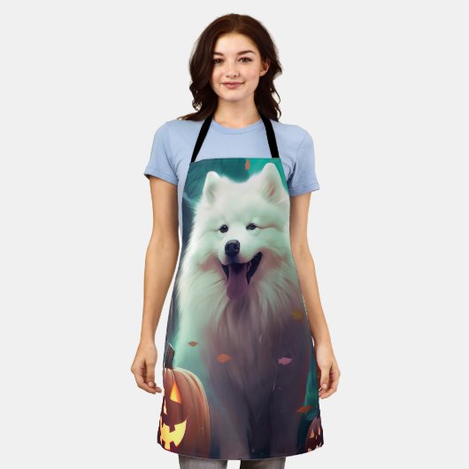 Tablier Halloween Samoyé Avec Peur Citrouille (Porté)