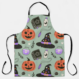 Tablier Halloween sans couture motif avec casquette sorci