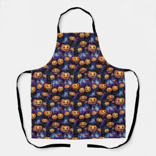Tablier Halloween Scanner Jack-o'-lantern orange noir