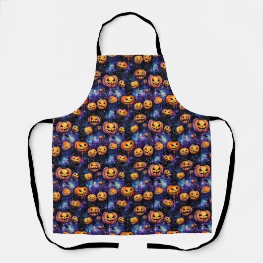 Tablier Halloween Scanner Jack-o'-lantern orange noir (Recto)