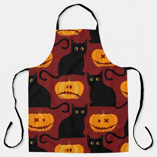 Tablier Halloween seamless pattern with pumpkins and black (Recto)