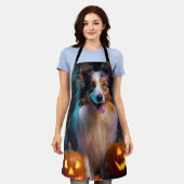 Tablier Halloween Shetland Sheepdog Avec la peur Citrouill (Porté)