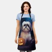 Tablier Halloween Shih Tzu Avec La Peur Citrouille (Porté)