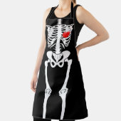 Tablier Halloween Skeleton Bones Heart All Over Imprimer (Insitu)