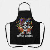 Tablier Halloween Skeleton Skull Femmes Boire Café Nev (Recto)