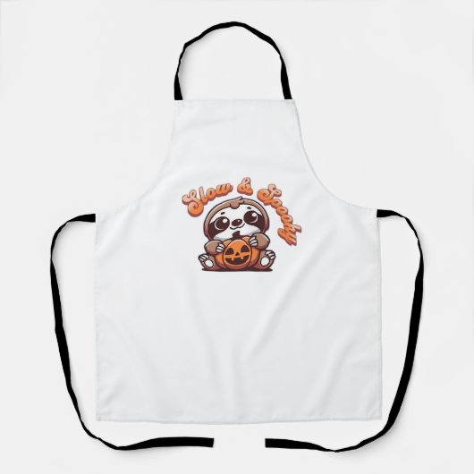 Tablier Halloween Sloth Lent et Éffrayant mignonne Citroui (Recto)