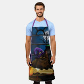 Tablier Halloween sorcière chat violet magie (Porté)