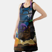 Tablier Halloween sorcière chat violet magie (Insitu)