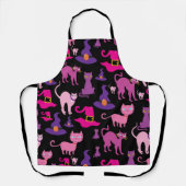 Tablier Halloween sorcière effrayante chat noir violet déc (Recto)