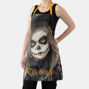 Tablier Halloween, Sorcière Mignonne et Effrayante Fille H