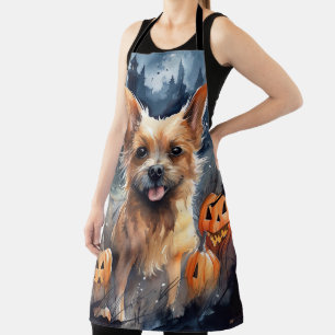 Tablier Halloween Terrier Australien Avec Peur Citrouille