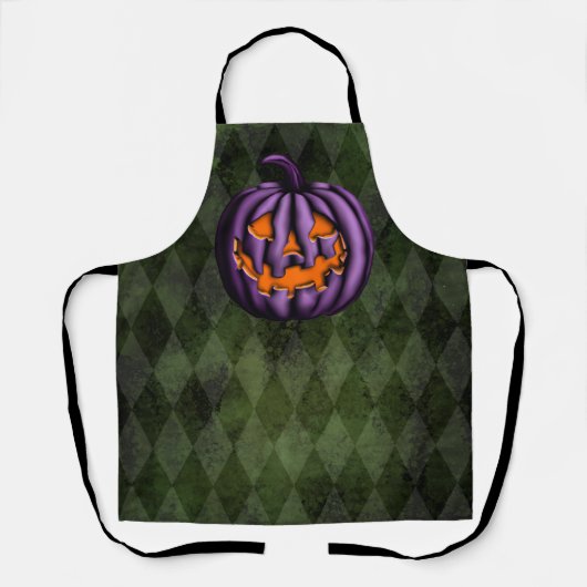 Tablier Halloween violet Citrouille Grunge vert (Recto)