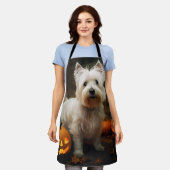 Tablier Halloween West Highland White Terrier Citrouilles (Porté)
