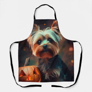 Tablier Halloween Yorkshire Terrier Avec La Peur Citrouill