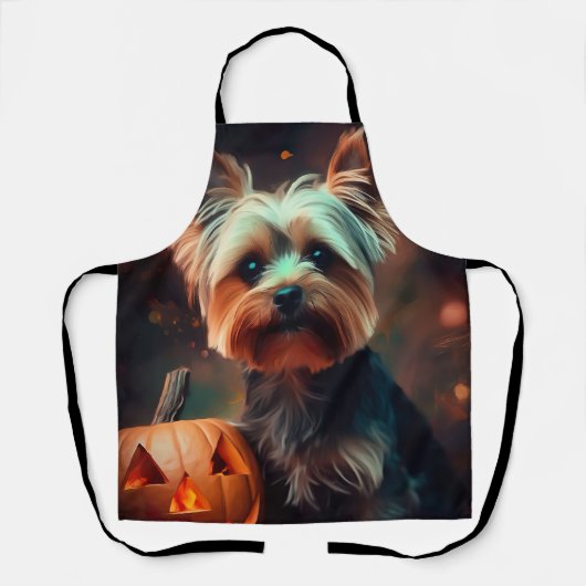 Tablier Halloween Yorkshire Terrier Avec La Peur Citrouill (Recto)