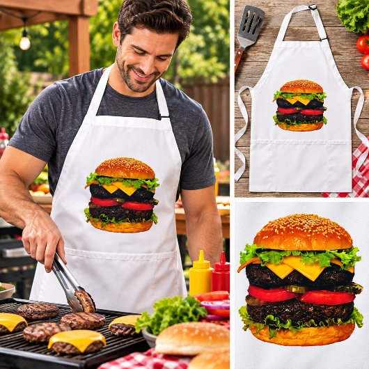 Tablier Hamburger de luxe double au fromage