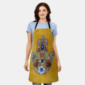 Tablier Hamsa Hearts Flowers Opal Art sur Gold Apron (Porté)