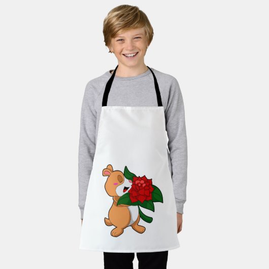 Tablier Hamster avec Rose à fleurs (Porté)