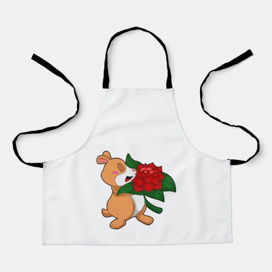 Tablier Hamster avec Rose à fleurs (Recto)
