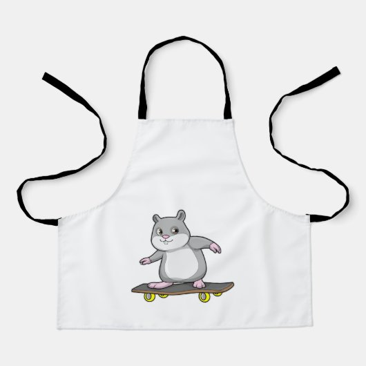 Tablier Hamster en patinage avec skateboard (Recto)
