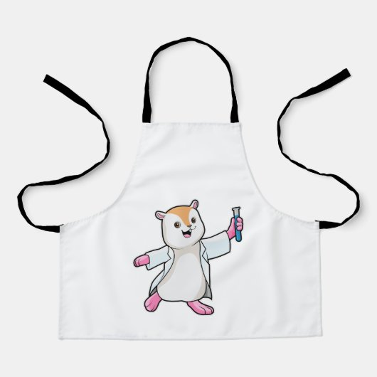 Tablier Hamster en tant que scientifique avec tube d'essai (Recto)